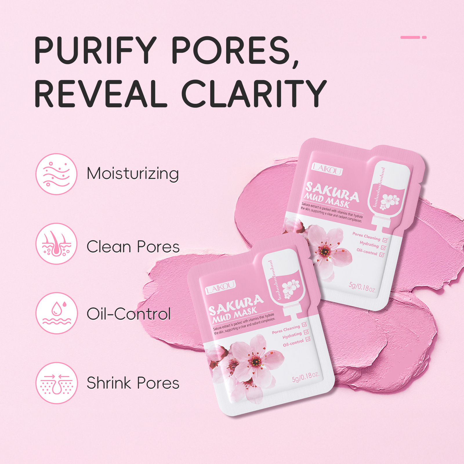 Laikou Sakura Clay Mask Trial  - огляд і ціна Dust Mask Construction