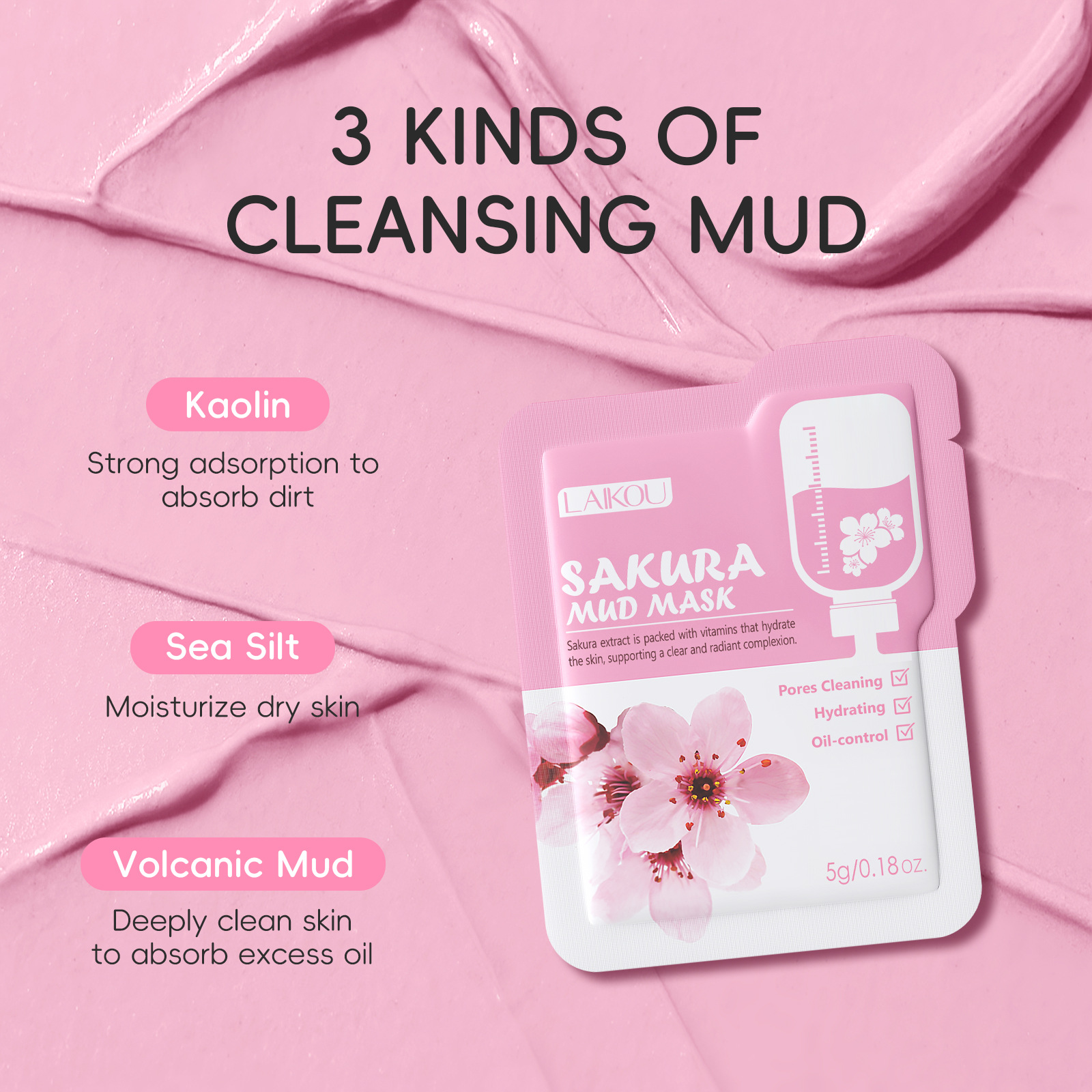 Laikou Sakura Clay Mask Trial  - огляд і ціна Dust Mask Construction