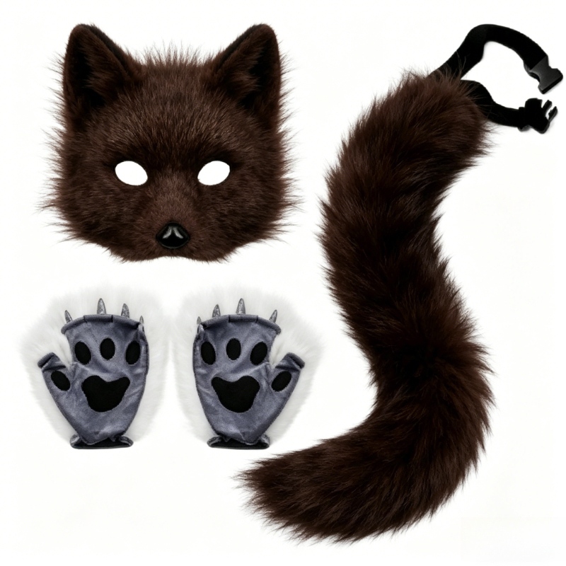 Furry Cat Ears Mask Tail & Paw - огляд і ціна Black Face Mask Pack
