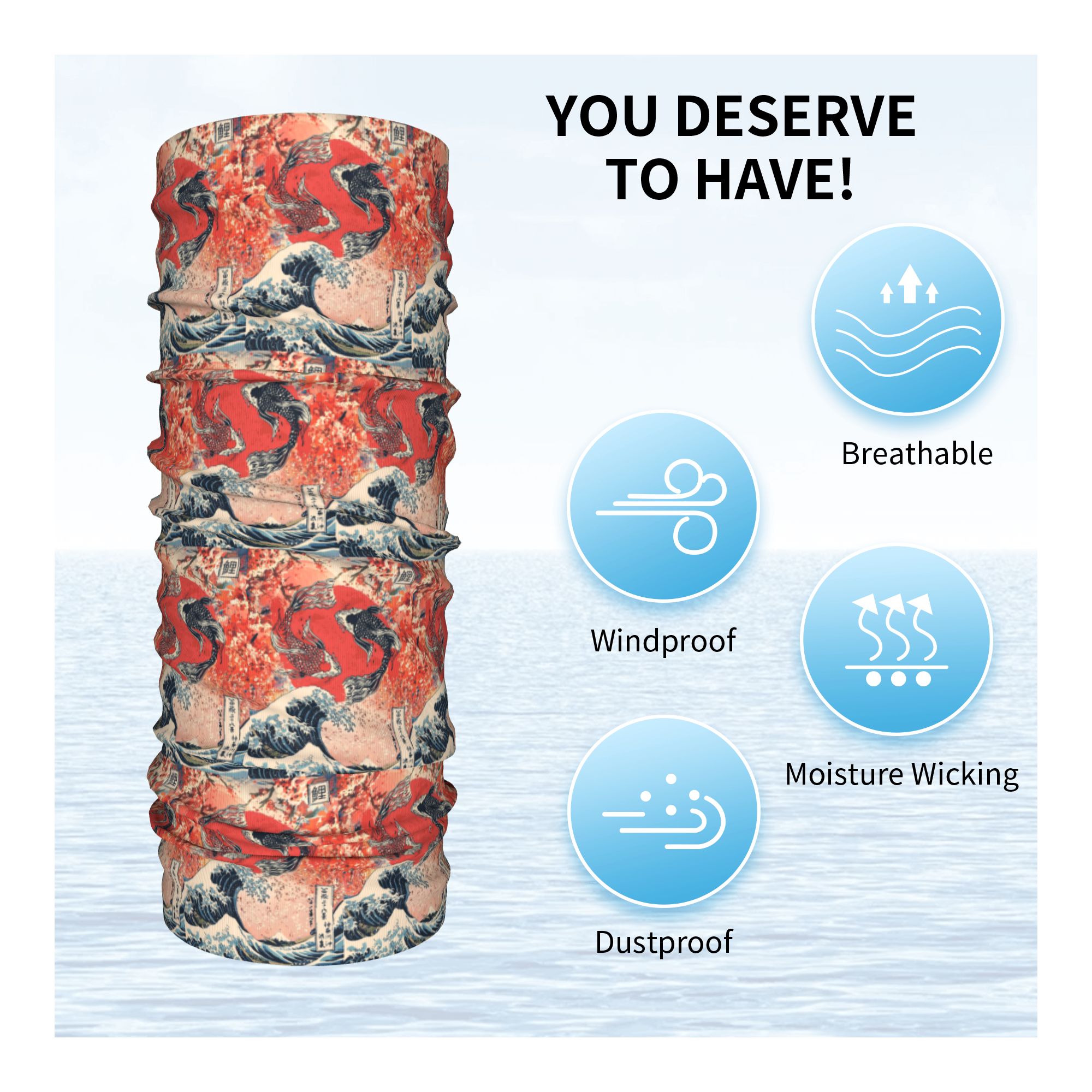 Koi Fish and Great Wave off Ka - огляд і ціна Sports Mask Breathable