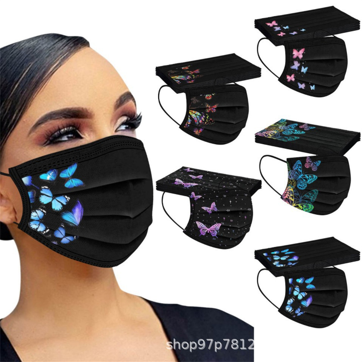 50pcs colorful butterfly print - огляд і ціна Disposable Surgical Mask