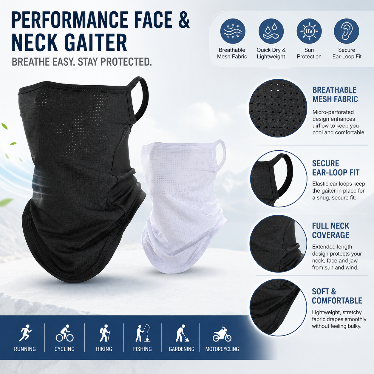 Breathable Quick-Dry Neck Gait - огляд і ціна Respirator Half Face