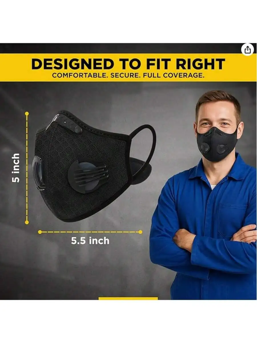 2-Pack Reusable Half Face Mask - огляд і ціна Black Face Mask Pack